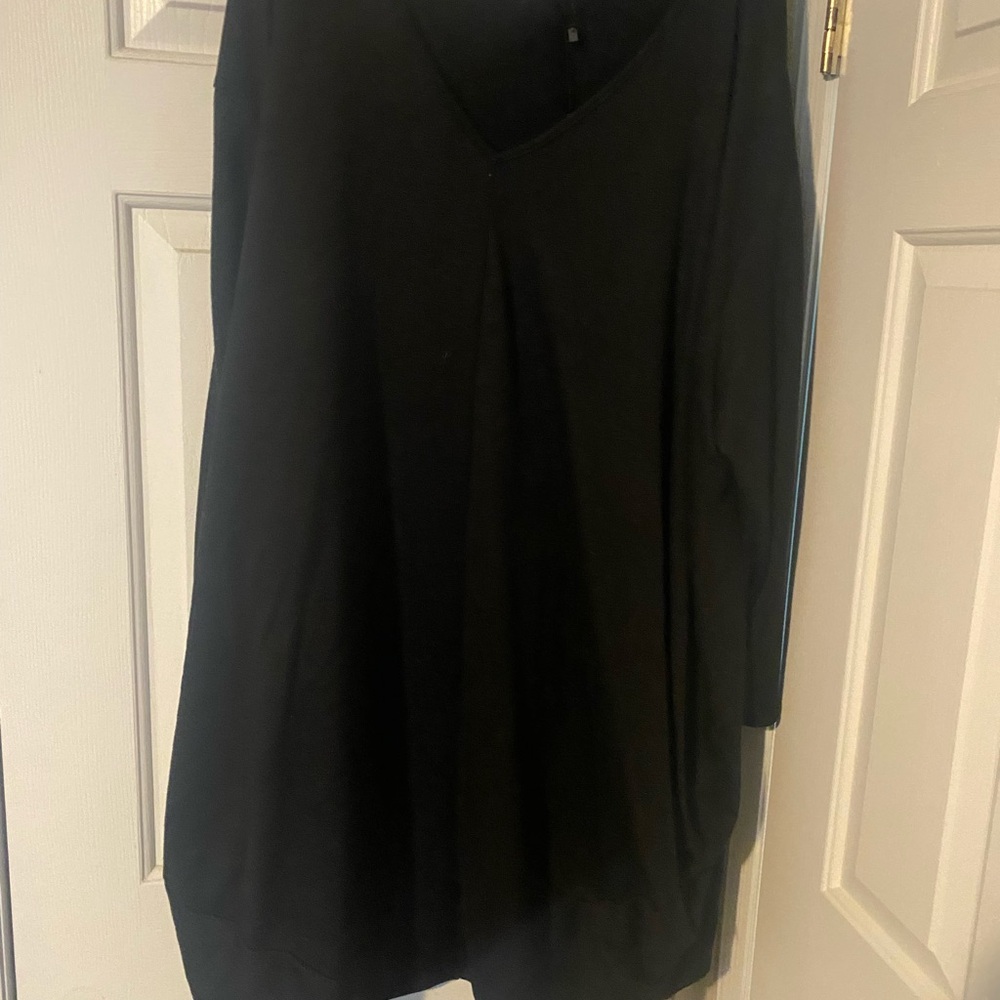 SHEIN Black Boxy 3/4 Sleeve Tunic Top